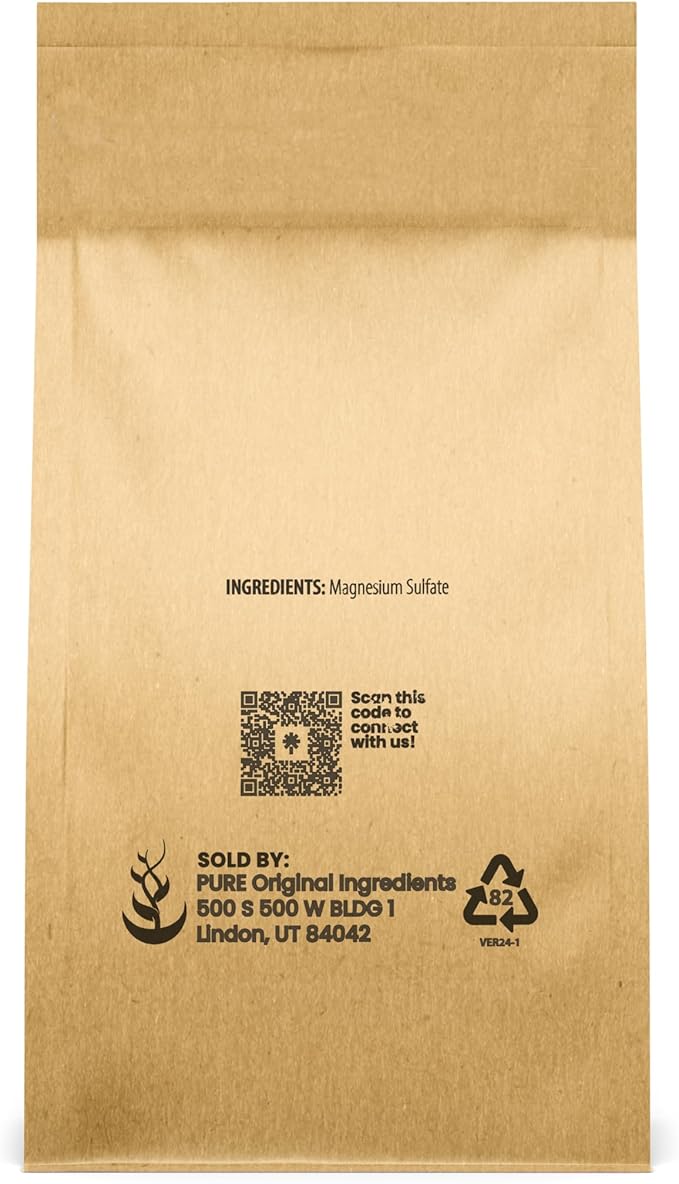 Pure Original Ingredients Epsom Salt (2 lb) Pure Magnesium Sulfate, Soaking Solution.