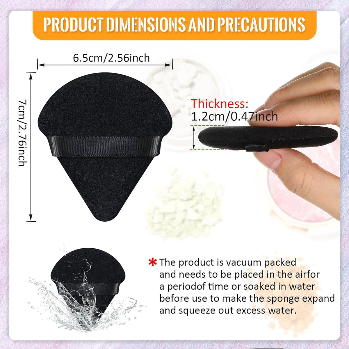 Meanplan 100 Pcs Powder Puff Face Soft Makeup Sponge Triangle Powder Puffs for Loose Velour Cosmetic Foundation Wet Dry Sponge Makeup Tools(Vivid Colors)