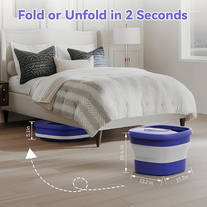 Foot Spa Collapsible, Foot Bath Massager with Heat, Remote, Timer, and 24 Motorized Shiatsu Massage Balls, Foot Soaking Tub Supports Hot/Cold Water Soaking
