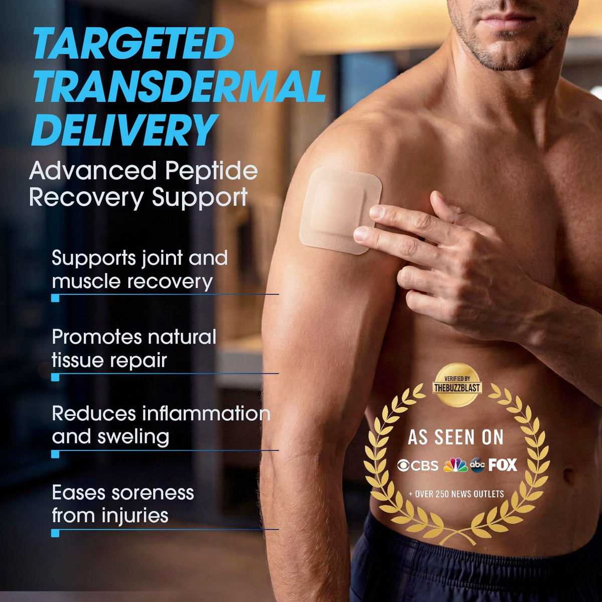 Peptide Recovery Patch - Transdermal Wellness Patch for Muscle & Joint Recovery - Wearable Fitness Recovery Support (20 Pack)