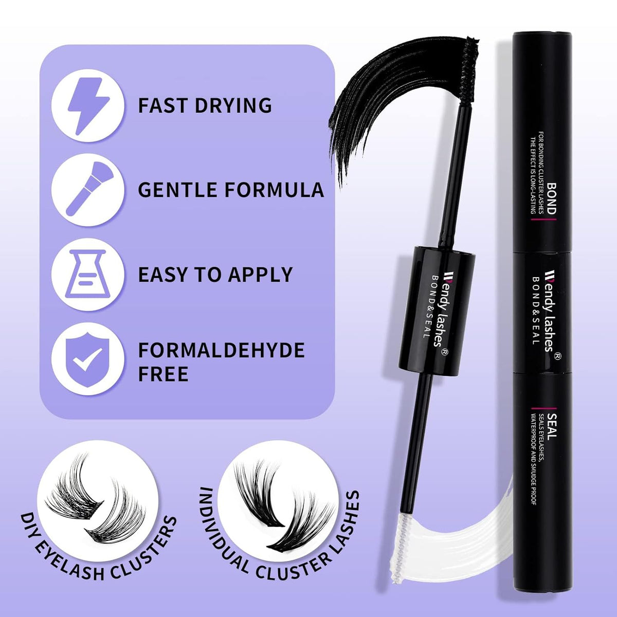 Lash Clusters Kit for DIY Eyelash: 280Pcs, Wendy, Using at Home, Ultra-light, Natural, Fluffy, Wispy, Waterproof, Anime, Manga, Cat Eye, D Curl, 12-16mm, 30D+40D, RR126