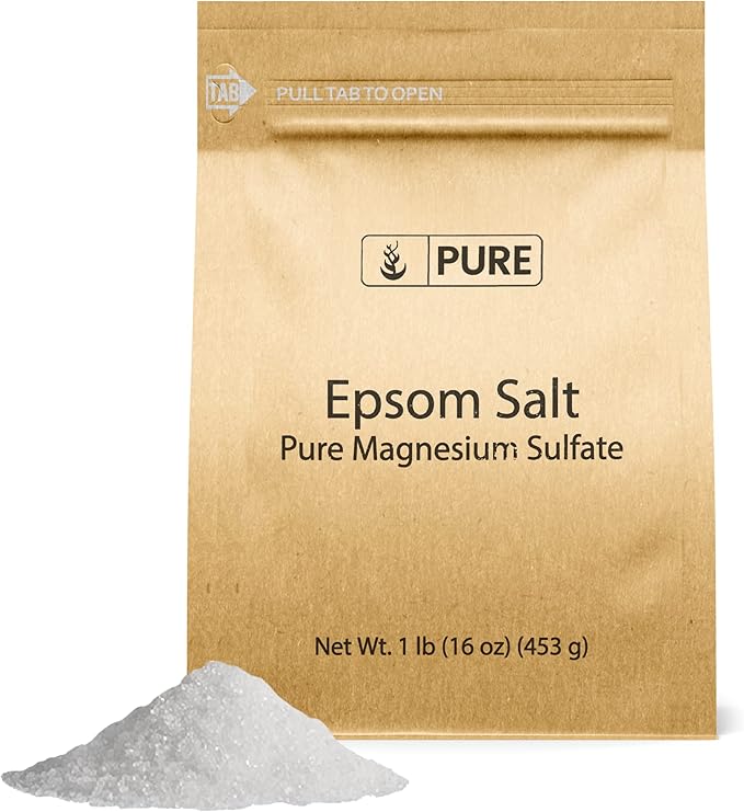 Pure Original Ingredients Epsom Salt (1 lb) Pure Magnesium Sulfate, Soaking Solution