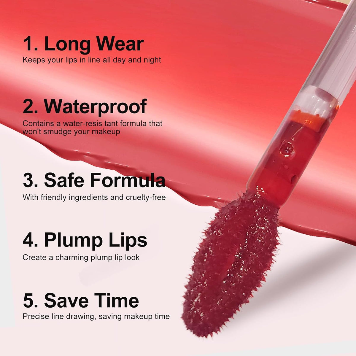 Lip Liner - Lip Stain Peel Off Moisturizing Long-Lasting & Waterproof Transfer Proof & Plumping, Non-Stick Cup Lip Liner Stain Tint For All Skin Types (Rose, 1 PCS)