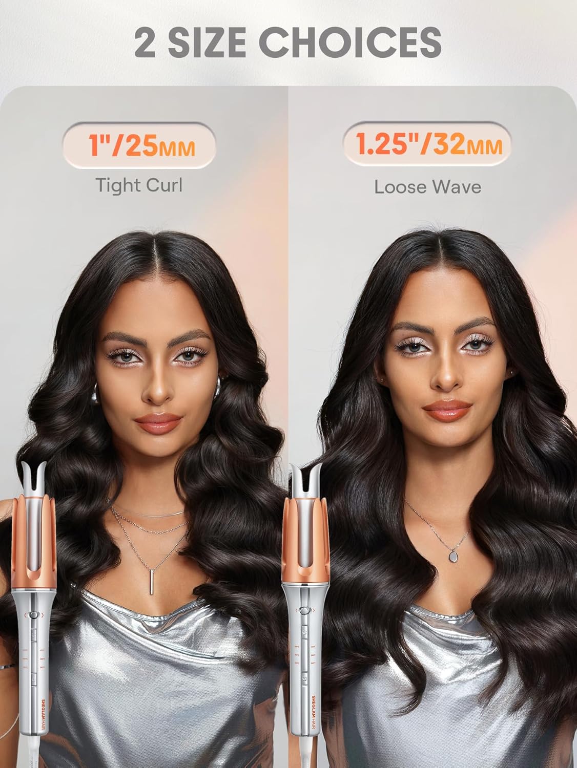 SHEGLAM Automatic Curling Iron 1 inch with 3 Temperatures Fast Heating, 2-Way Rotation, Automatic Shut-Off, Anti-Scald, Anti-Tangle Rotating for Hair Styling