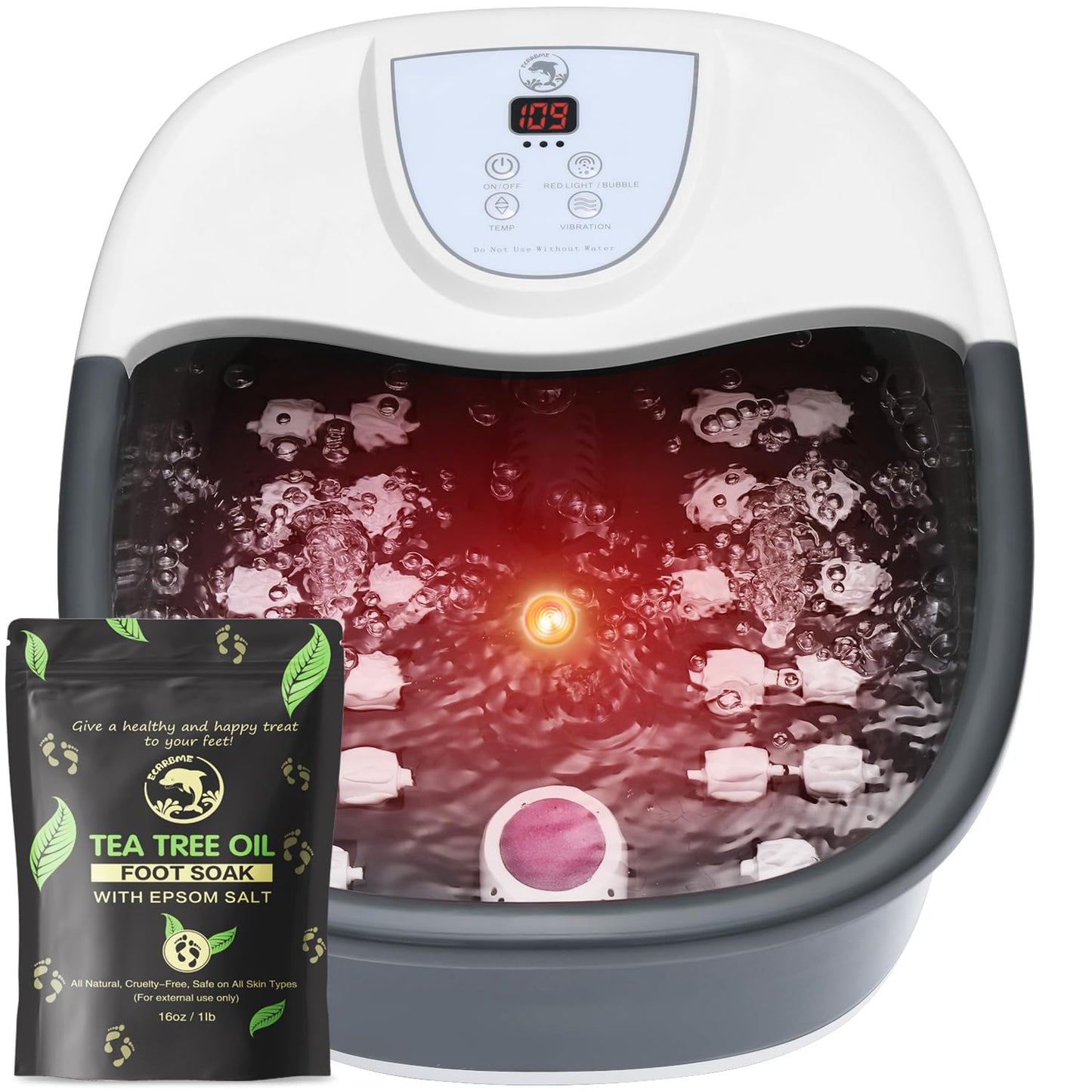 Foot Spa Bath Massager with Heat [2025 Upgraded], Jets, Vibration, Adjustable Temp, Bubbles, Epsom Salt, Foot Soaking Tub with 22 Shiatsu Massage Rollers, Pedicure Foot Spa for Relaxation, Black