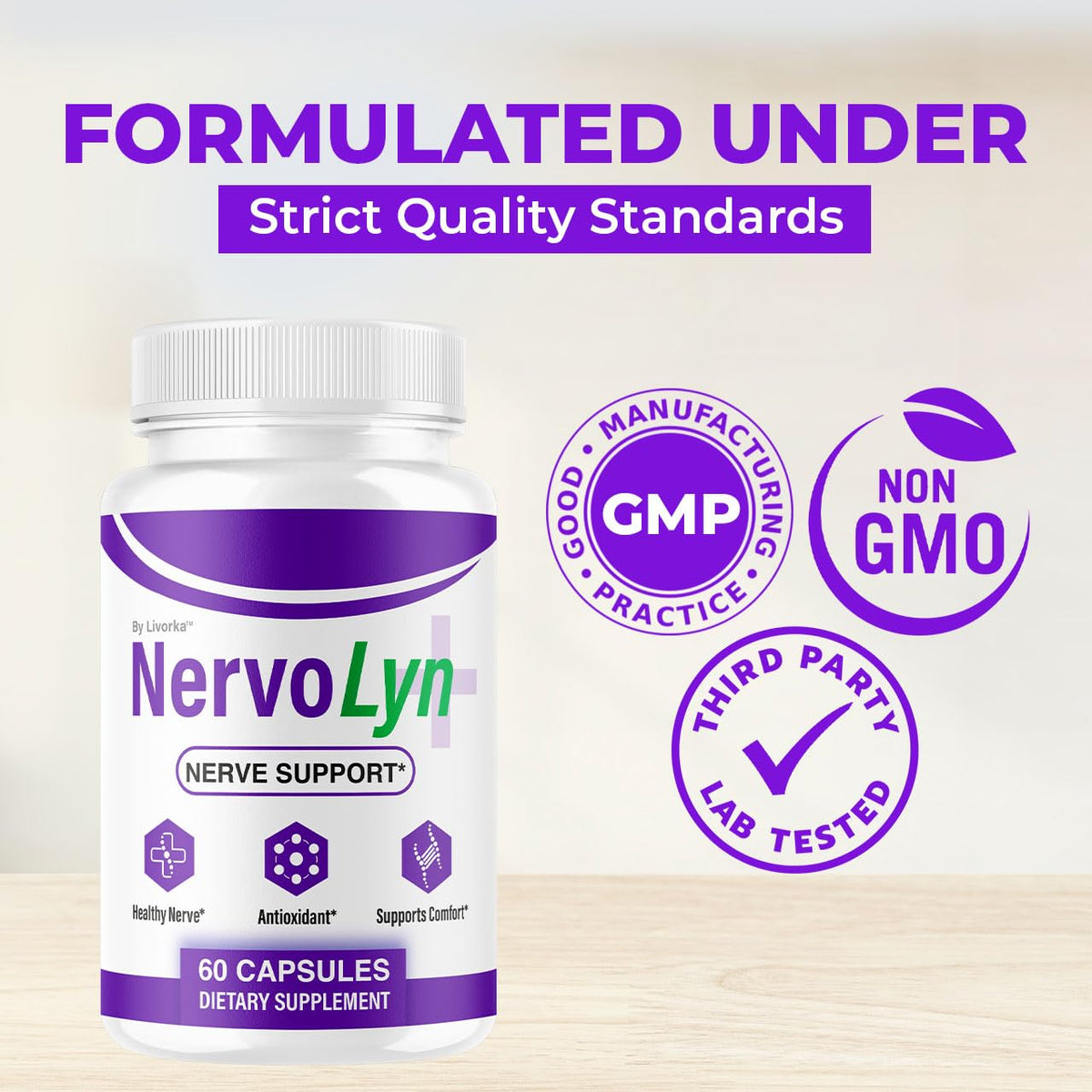 NervoLyn Capsules - Official Nervo Lyn Advanced Supplement Formula Nerve Health, Natural NervoLyn Brain & Memory Focus Vitamins Suppor for Overal Health & Wellness, 60 Capsules for 1 Month