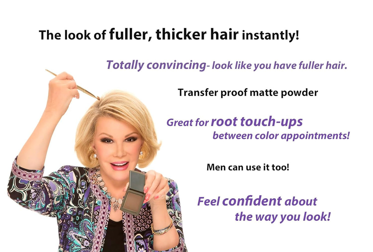 Joan Rivers Great Hair Day Root Touch Up Powder – Fill-in Powder for Thicker, Fuller Looking Hair (Brunette)