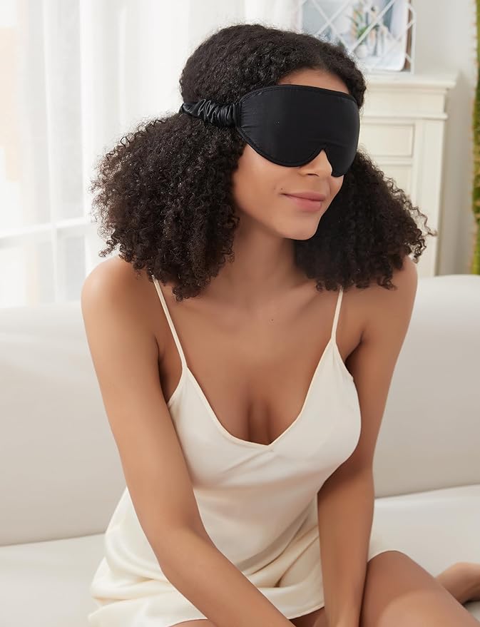 Alaska Bear Upgraded Silk Eye Mask with Deep Contour Molded Cups for Beauty Sleep & Lashes Extensions, Zero Pressure Sleeping Eye Cover with Gift Box