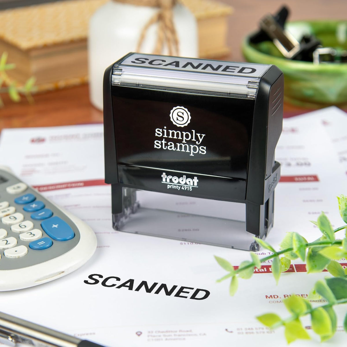 Scanned Office Stamp | 4 Different Sizes | 20 Designs | Multiple Color Options | Perfect for Quick Validation of Office Documents (Scanned, Xtra Wide)