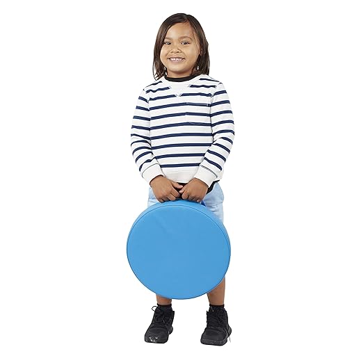 Factory Direct Partners SoftScape 15 inch Round Classroom Floor Cushions with Handles; Flexible Seating for Daycare, Preschool, Playroom; 2 inch Thick Deluxe Foam (4-Piece) - Contemporary/Purple