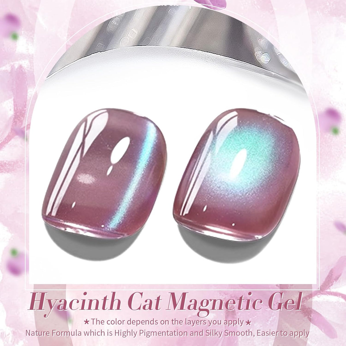 BORN PRETTY Cat Magnetic Eye Gel Nail Polish,Hyacinth Purple Jelly Glass Magnetic Gel Polish,Glitter Soak Off Nail Art Salon Manicure Home Gift 15ml