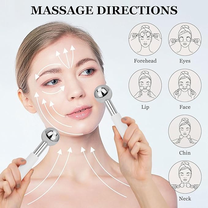 Ice Globes for Face & Eyes - Unbreakless Stainless Steel Cryo Sticks Facial Massage Tools Cold Therapy Cooling Globes to Reduce Puffiness, Wrinkles, Dark Circles Spa & Esthetician Supplies