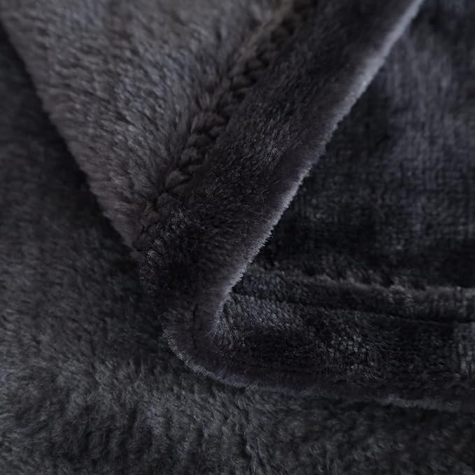SOCHOW Flannel Fleece Blanket King Size, All Season Lightweight Super Soft Cozy Blanket for Bed or Couch, Dark Grey, 90"×108"