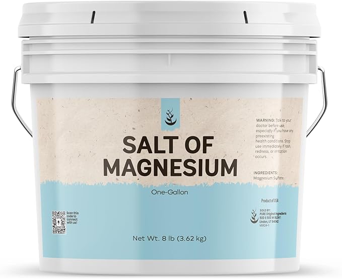 Pure Original Ingredients Salt of Magnesium (1 Gallon) Pure Epsom Salt, Unscented, Natural Skin Scrub
