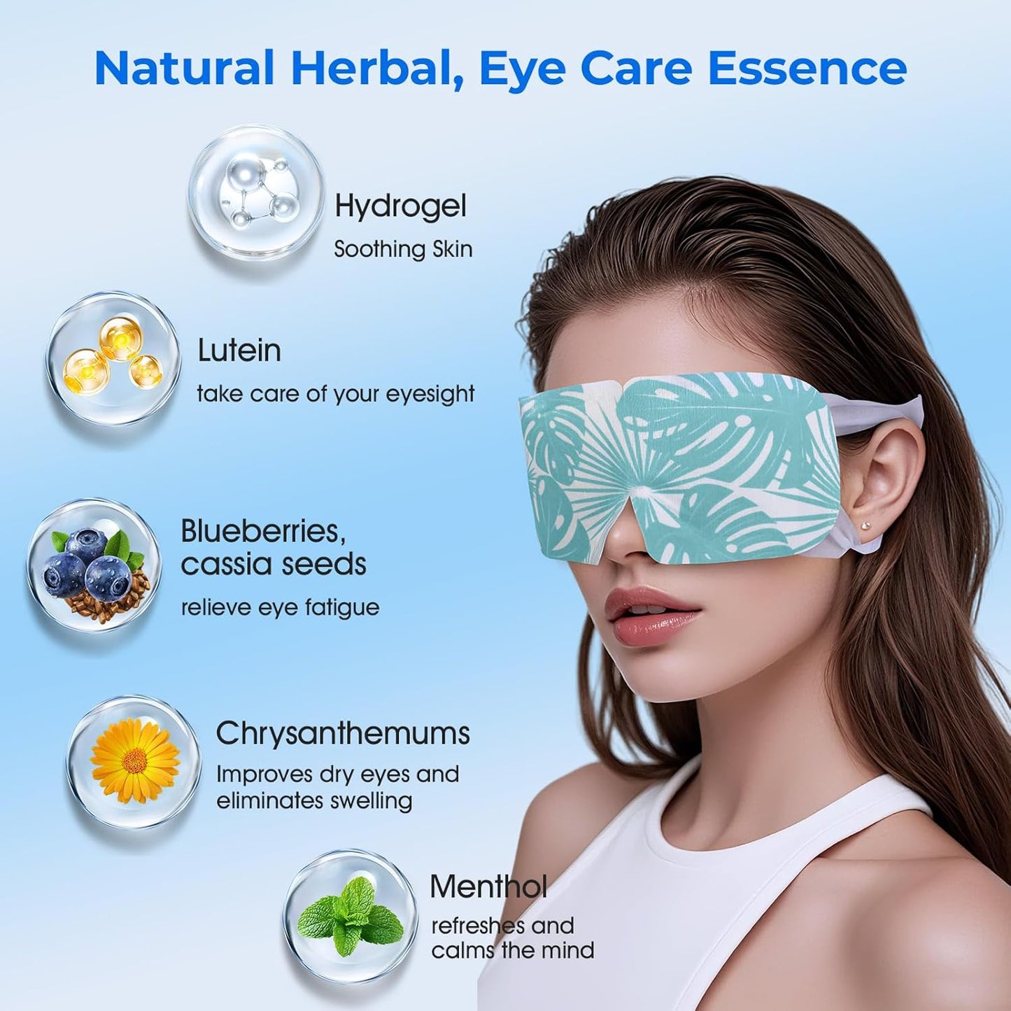 Hydrogel Self Cooling Eye Mask,Cold Eye Mask for Puffy & Burning Eyes,Cold Compress for Fast Relief with Fatigue and Headaches, Individually Wrapped Cool Care Travel Essentials,32 Packs