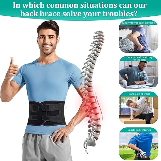 Adjustable Back Brace for Lower Back Pain & Sciatica Relief - Unisex Lumbar Support Belt for Herniated Disc, Posture Correction, Breathable Design for Work, Sports(B92,XXX-Large)