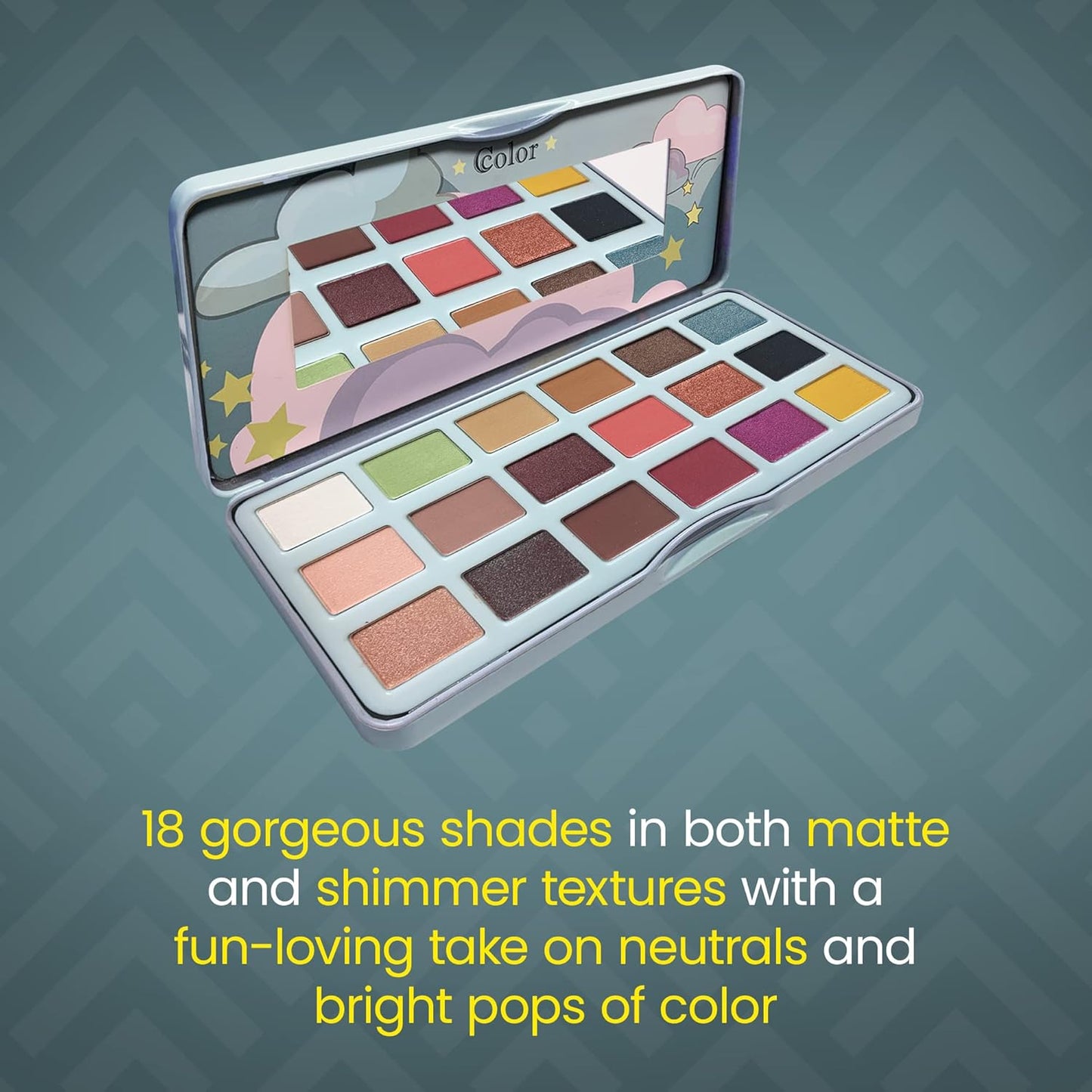 Cosmetics Fairy Tale Eye Shadow Palette Makeup, 18 Ultra-Blendable, Vibrant Matte & Shimmer Eyeshadow - Eyeshadow Palette Set With Mirror - Long Lasting, Travel-Size Makeup Palette