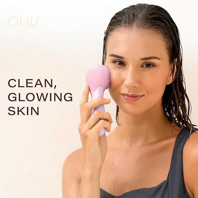 Oliv Facial Cleansing Brush - Sonic Exfoliate Face Cleaner Brush, Facial Cleanser Brush - Face Brush Cleanser Brush - Wash Washer Electric Scrubber Women Waterproof