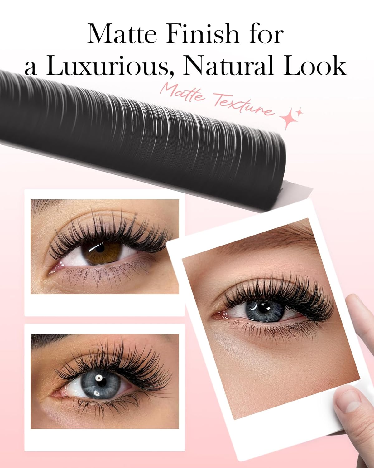 BEYELIAN Flat Eyelash Extension, Ellipse Lash Extensions 0.20 C Curl 15mm 16 Rows Matte Black Eyelash Extension Supplies Classic Lash Extensions Individual Eyelashes Salon Use