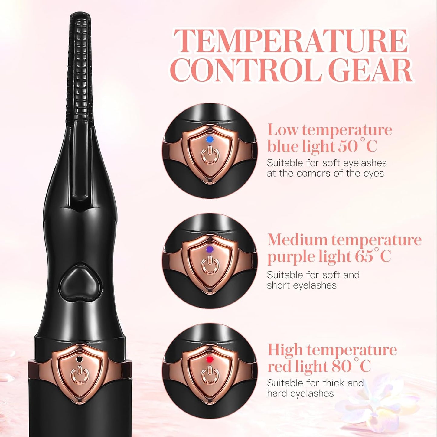 Mipcase Heated Eyelash Curler USB Charge Lash Curler Heat Electric Eyelash Curlers for Women Makeup Tool
