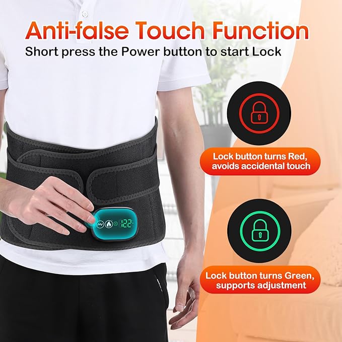 Cordless Heating Pad with Vibration for Back Pain Relief, XL Heated Back Belt Wrap with 3 Fast Heating and Vibration Massage Modes, 5000mAh Battery Operated Heat Pad for Back, Waist, Lumbar (Black)