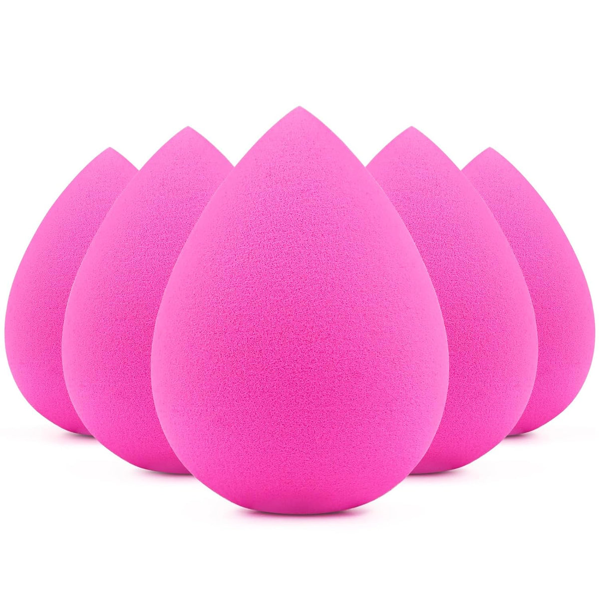 BEAKEY 5 Pcs Makeup Sponges, Latex-Free Beauty Sponge for Flawless Liquid, Cream, and Powder Application, Rose Pink Sponges