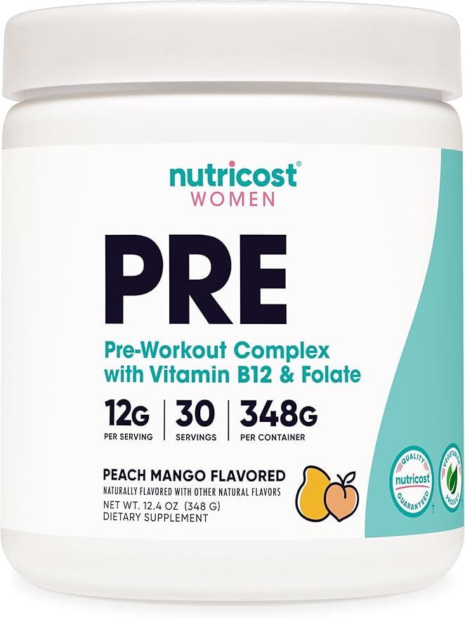 Nutricost Pre-Workout Powder for Women, Peach Mango, 30 Servings