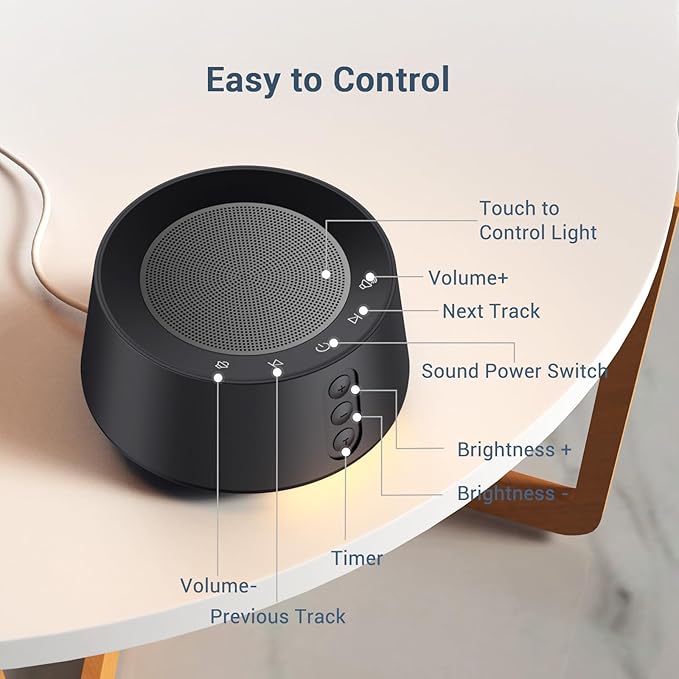 BGOVERSS White Noise Machine 14 Soothing Sounds and Warm Night Light for Sleeping, 5 Timers and Memory Feature Plug in Sound Machine for SF407 SF407