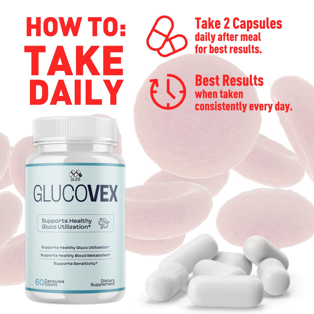 (3 Pack) Glucovex Capsules, Official Glucovex Pills with All Natural Ingredients, Advanced Glucovox Overall Health and Wellness Vitamin Supplement with Max Strength Multivitamin Support (180 Capsules)