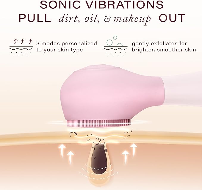 Oliv Facial Cleansing Brush - Sonic Exfoliate Face Cleaner Brush, Facial Cleanser Brush - Face Brush Cleanser Brush - Wash Washer Electric Scrubber Women Waterproof