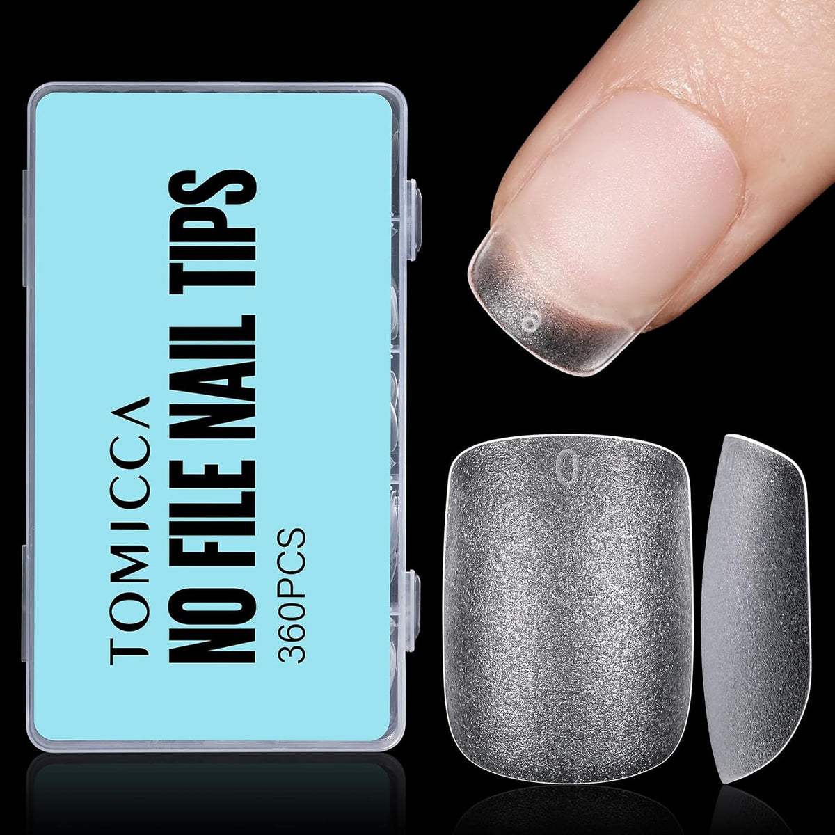 TOMICCA Extra Short Nail Tips Square, 15 Sizes Pre-shaped Soft Full Matte Square Nails, 360Pcs Acrylic Full Cover Gel Tips Press on Nails for Nail Extension Manicure