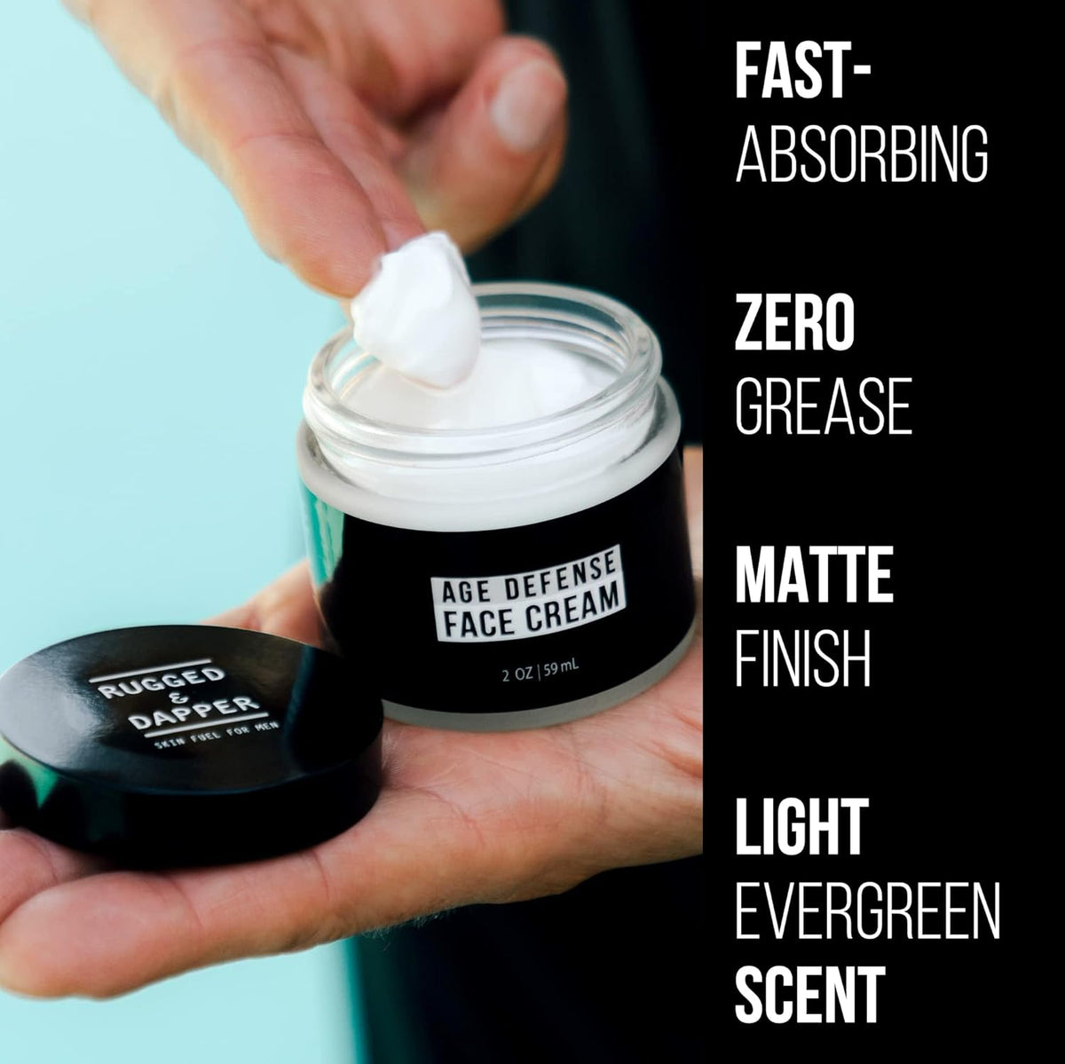 RUGGED & DAPPER - Mens Face Cream with Hyaluronic Acid - Ultra-Hydrating Mens Anti Aging Face Cream- 24 Hour Protection - 4 Month Supply - USA Made