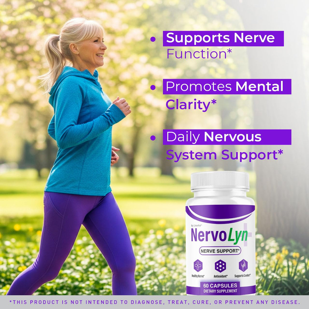 NervoLyn Capsules - Official Nervo Lyn Advanced Supplement Formula Nerve Health, Natural NervoLyn Brain & Memory Focus Vitamins Suppor for Overal Health & Wellness, 60 Capsules for 1 Month