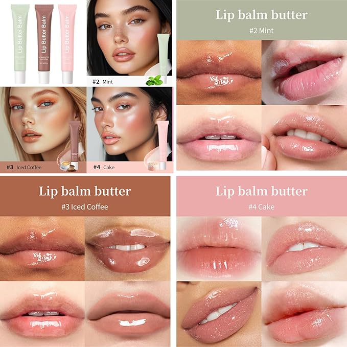 Lip Butter Balm - Lip Balm Hydrating - Tinted Lip Balm - Moisturizing Lip Gloss Set - Girls Lip Oil - Lip Moisturizer for Women - Lip Care Products - Christmas Gifts for Teen Girls