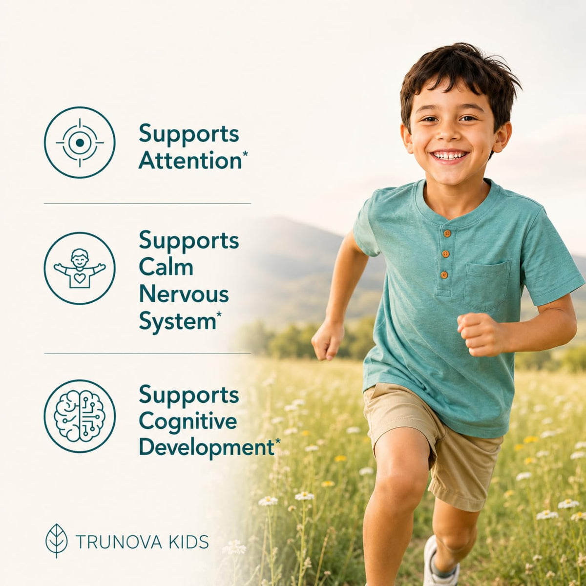 Trunova Kids Focus Attention Drink Mix | Gut + Brain Support Powder for Children Ages 4+ | Strawberry Lemonade | Vitamins, Minerals, Prebiotics & Probiotics | Non-GMO | Gluten Free | 30 Servings