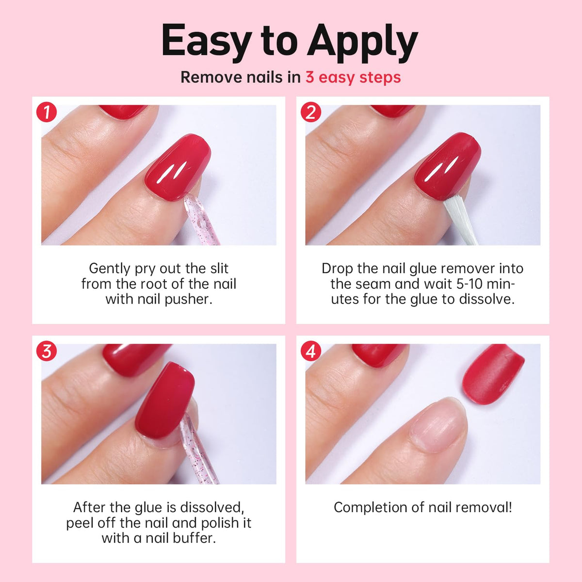 Curvlife Multi-functional Brush-on Nail Glue Remover 20ml for Press On and Fake Nails - Cuticle Pusher for Women