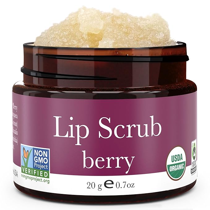 Lip Scrub Berry - USA Made Sugar Lip Scrubber Exfoliator with Natural & Organic Ingredients