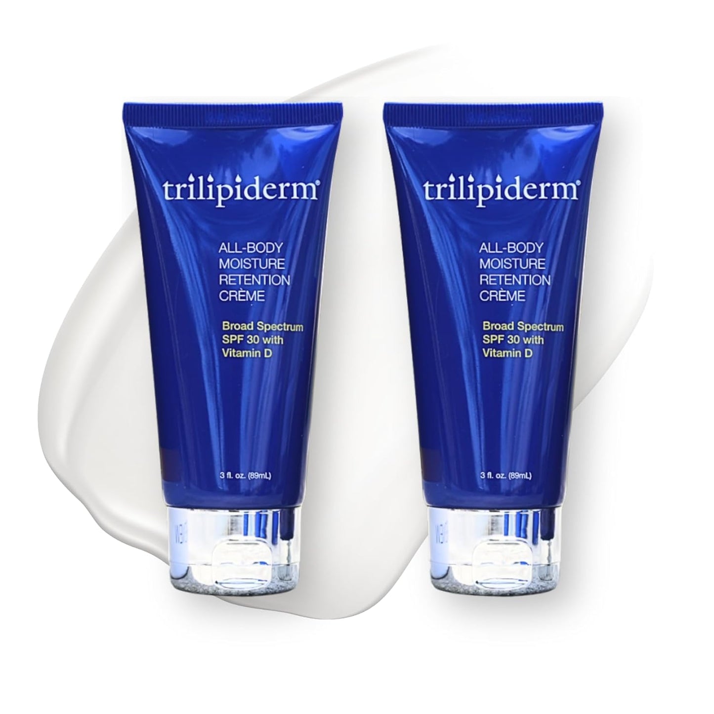 Trilipiderm All-Body Moisture Retention Crème Broad Spectrum SPF 30 with Vitamin D – 2-PACK of Travel-Size 3 Ounce Tubes – Plant-Based All-Day Hydration, Sunscreen for Body and Face