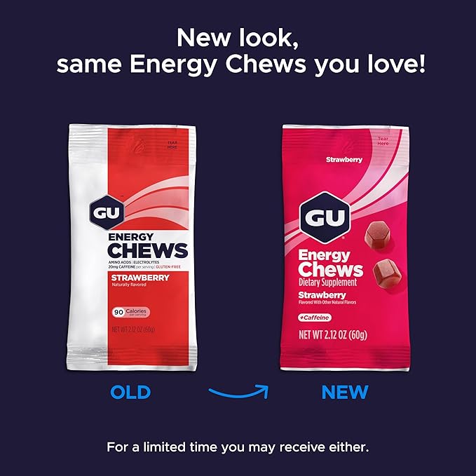 GU Energy Chews, Mixed Pack Energy Gummies with Electrolytes, Vegan, Gluten-Free, Kosher, Caffeine-Free, and Dairy-Free On-The-Go Energy for Any Workout, Caffeine - Free, 12 Bags (24 Servings Total)