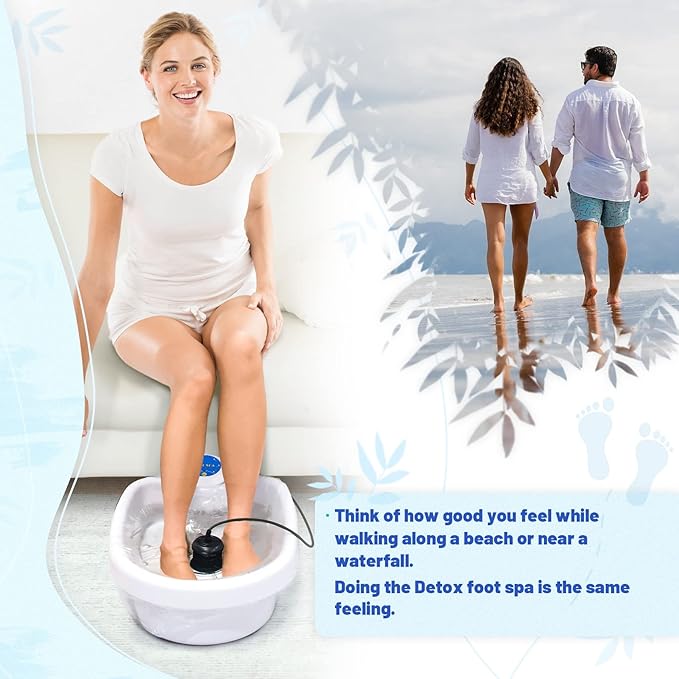 Lecaung Ionic Detox Foot Bath Machine, Personal Ionic Foot Cleanse Ionic Foot Bath SPA Machine for Home Beauty Salon Spa with Basin and Two Round Arrays