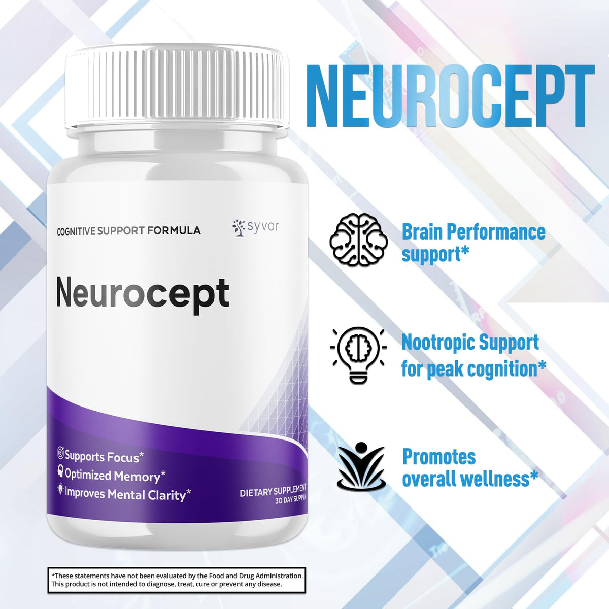 (5 Pack) Neurocept Capsules, Official Neurocept Brain Supplement Pills with All Natural Ingredients, Advanced Formula Support Pills with Max Strength Premium Vitamins for Women & Men (300 Capsules)
