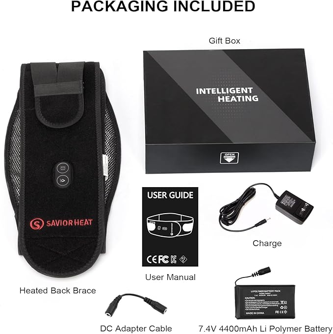 Heating Pad Lower Back Massager Wrap for Back Pain Relief, Heated Waist Belt with Vibration Massage 7.4V 4400mah Battery Heat Therapy, for Lower Back Lumbar Waist Abdominal Stomach Spine (Small)