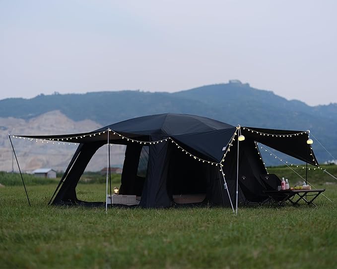 Vidalido 8-10 Person Camping Tent with 3 Door 2 Room Large Family Cabin Tents, Double Layer Waterproof Portable Glamping Tent, Big Tents for Outdoor Picnic Camping Hiking and Family Gathering
