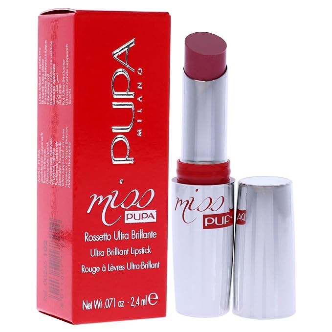 Pupa Milano Miss Milano Lipstick - Creamy, Ultra Pigmented Color For Lips - Nourishing Formula - Crystal-Effect Lipstick - Ultimate Boost Of Volume And Hydration - 102 Candy Nude - 0.071 OZ
