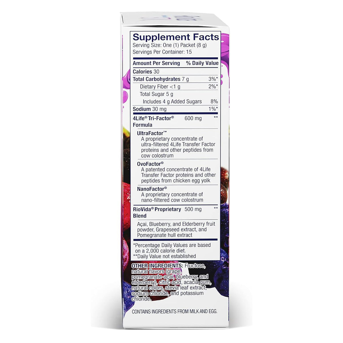 4Life - RioVida Stix - Immune Support Drink with Acai, Blueberry, Elderberry, Grape, Pomegranate, Electrolytes Powder - 15 Packets