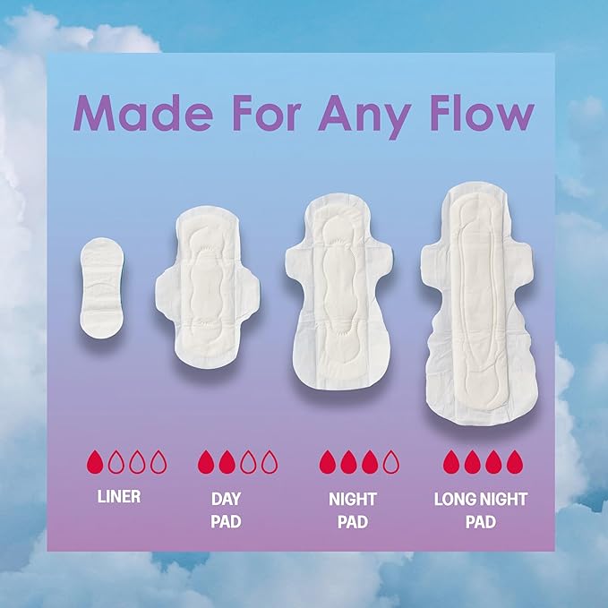 August Overnight Pad with Wings, Overnight Pads for Women and Anyone Who Menstruates, 96 Long Pads with Compostable Wrappers, Toxin Free, Fragrance Free, and Hypoallergenic (6 Boxes of 16)