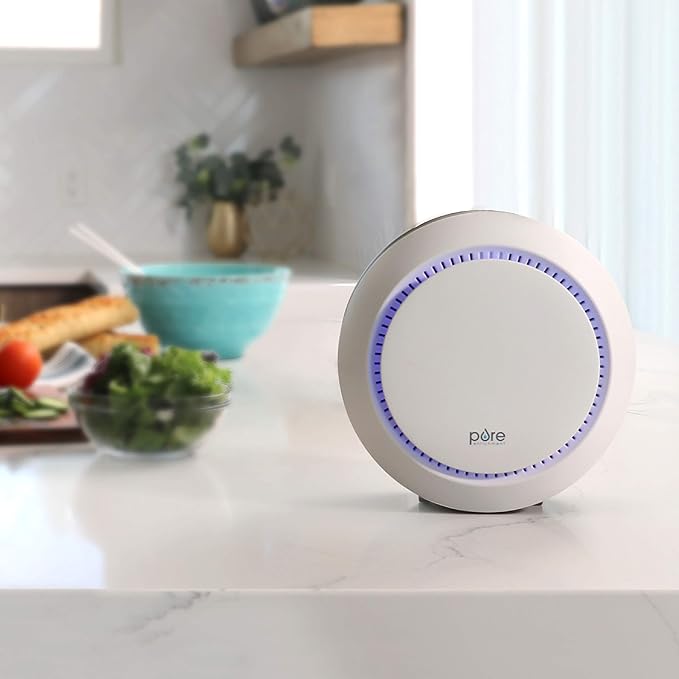 Pure Enrichment PureZone Halo Medium Room Air Purifier, 2 Stage Filtration, Purifies Air of Smoke, Pollen, Dust, and Pet Hair - Easily Fits on Tables, Desks, and Nightstands (White)