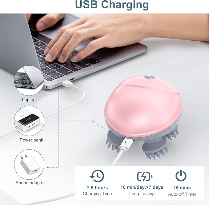 Upgraded Handheld Pet Massager for Dogs and Cats, Electric Cat Dog Massager, with 4 Rotatable Massage Heads, Three Modes, for Relieving Tight Stiffness Muscles, Promote Bonding (Pink)