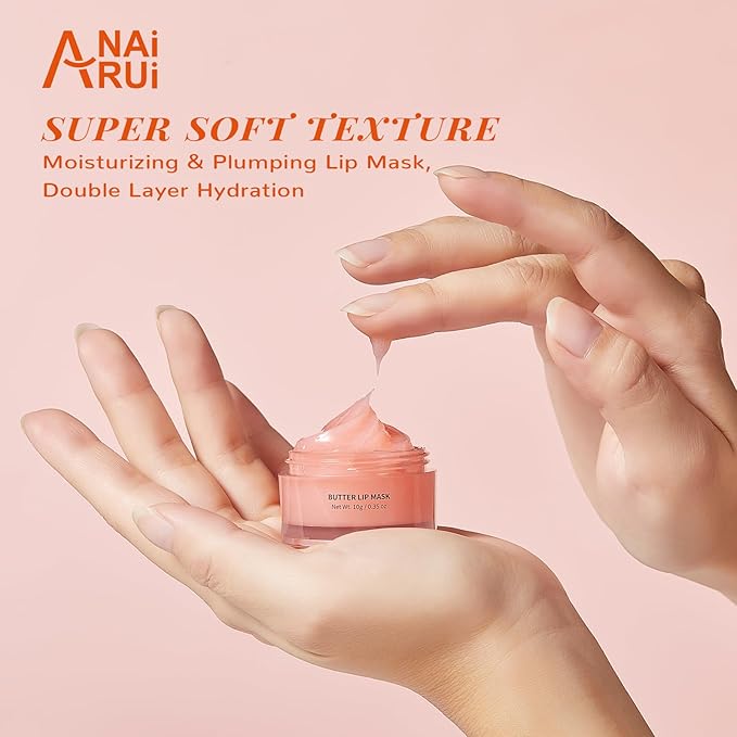 ANAI RUI 2 Lip Care Kits with Turmeric Lip Mask Set & Graperfruit Lip Treatmen Set for Dark Lips, Hydrating & PlumpIng Lips