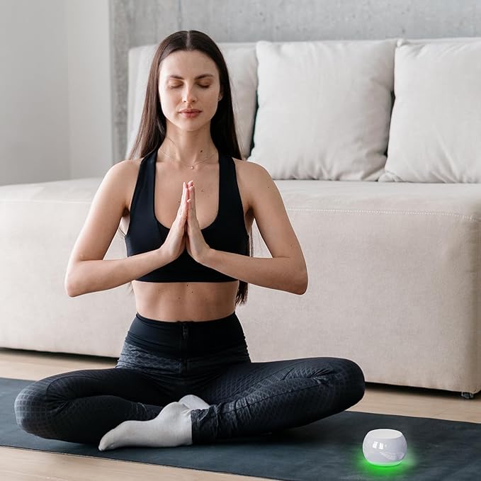 Ceramic Craft Bluetooth Speaker for Meditation & Yoga, Sound Therapy Machine for Stress Relief, Sleep Aid and Focus, Deep Bass, Louder Volume, Light Effect for Boxing Breathing (Purple)